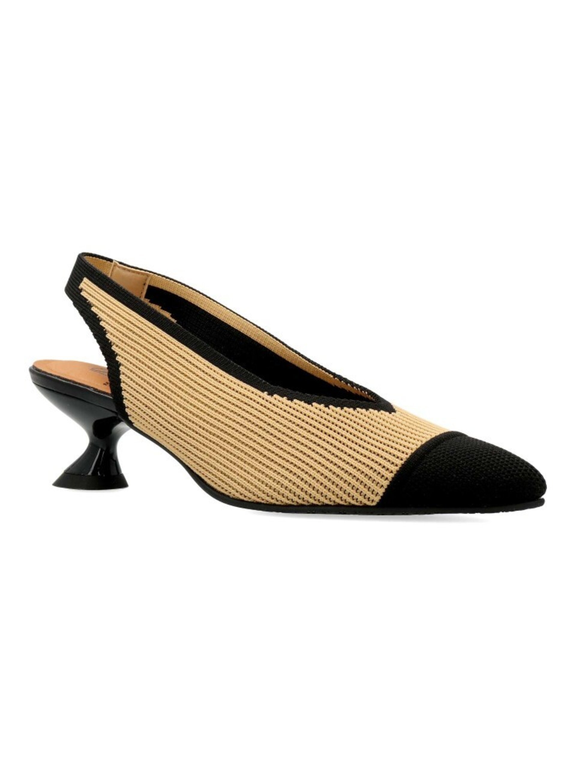 Salón Miss Elastic tacón crema-negro 76535 - 2