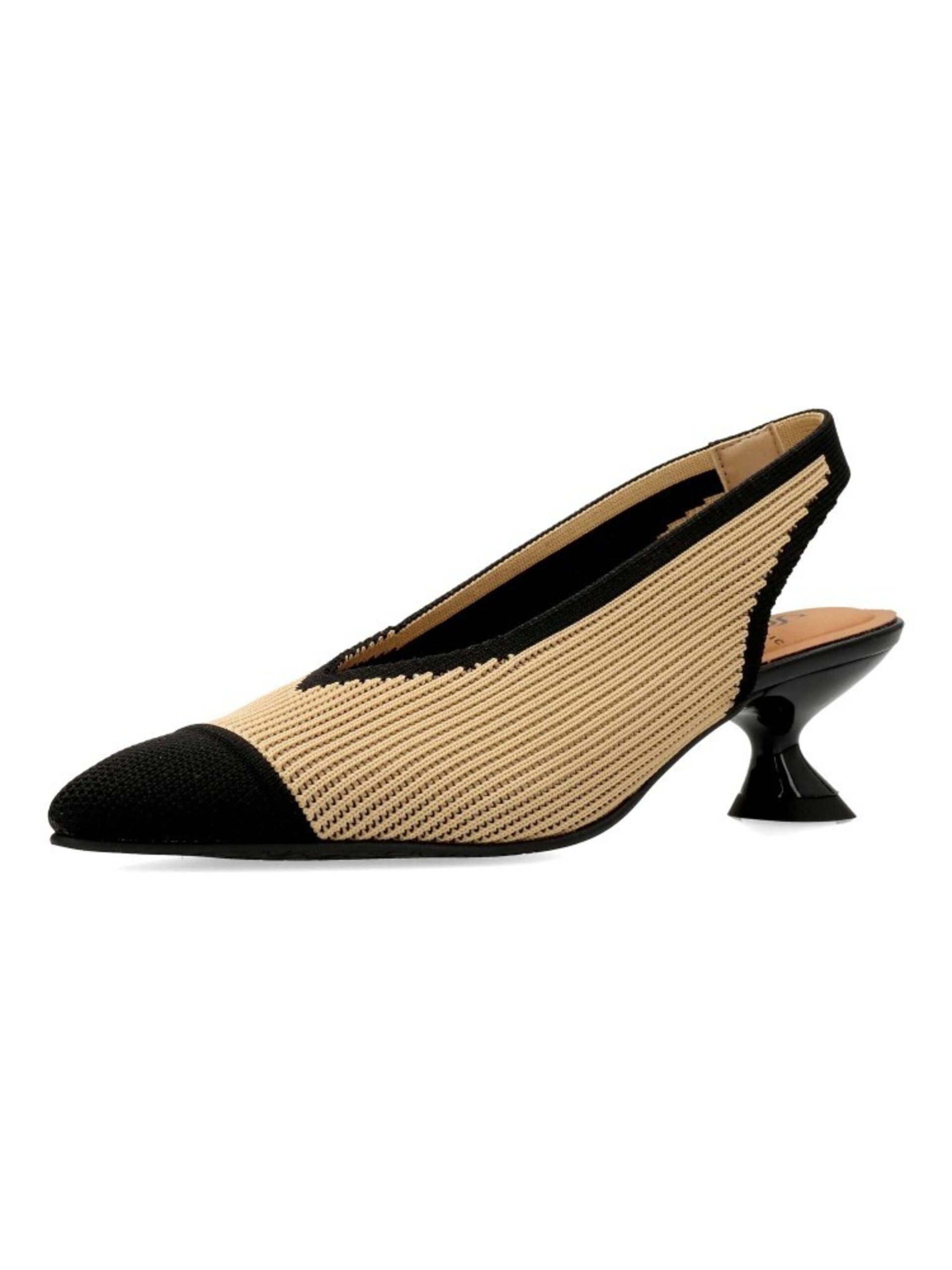 Salón Miss Elastic tacón crema-negro 76535 - 5