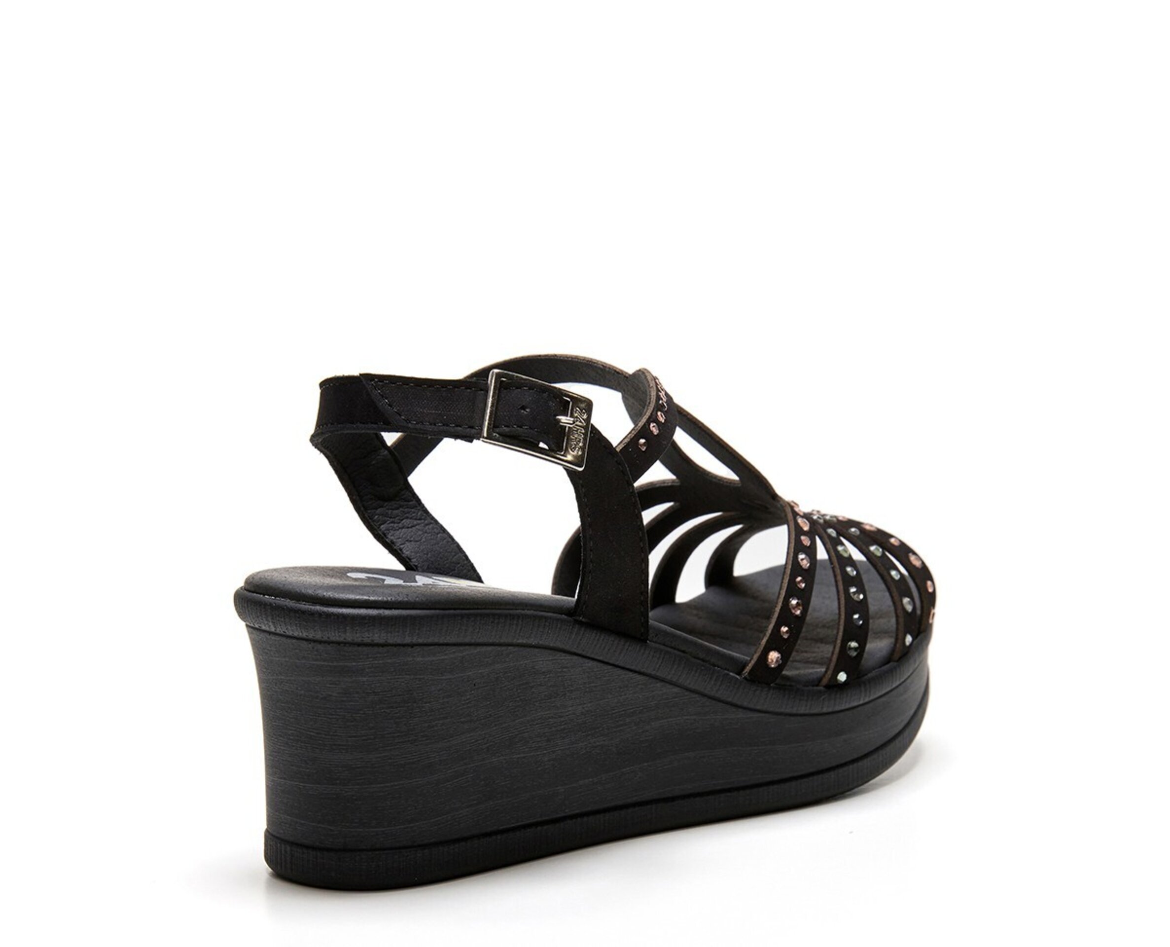 Sandalia 24Horas plataforma nobuck pedrería negro 26792 - 5
