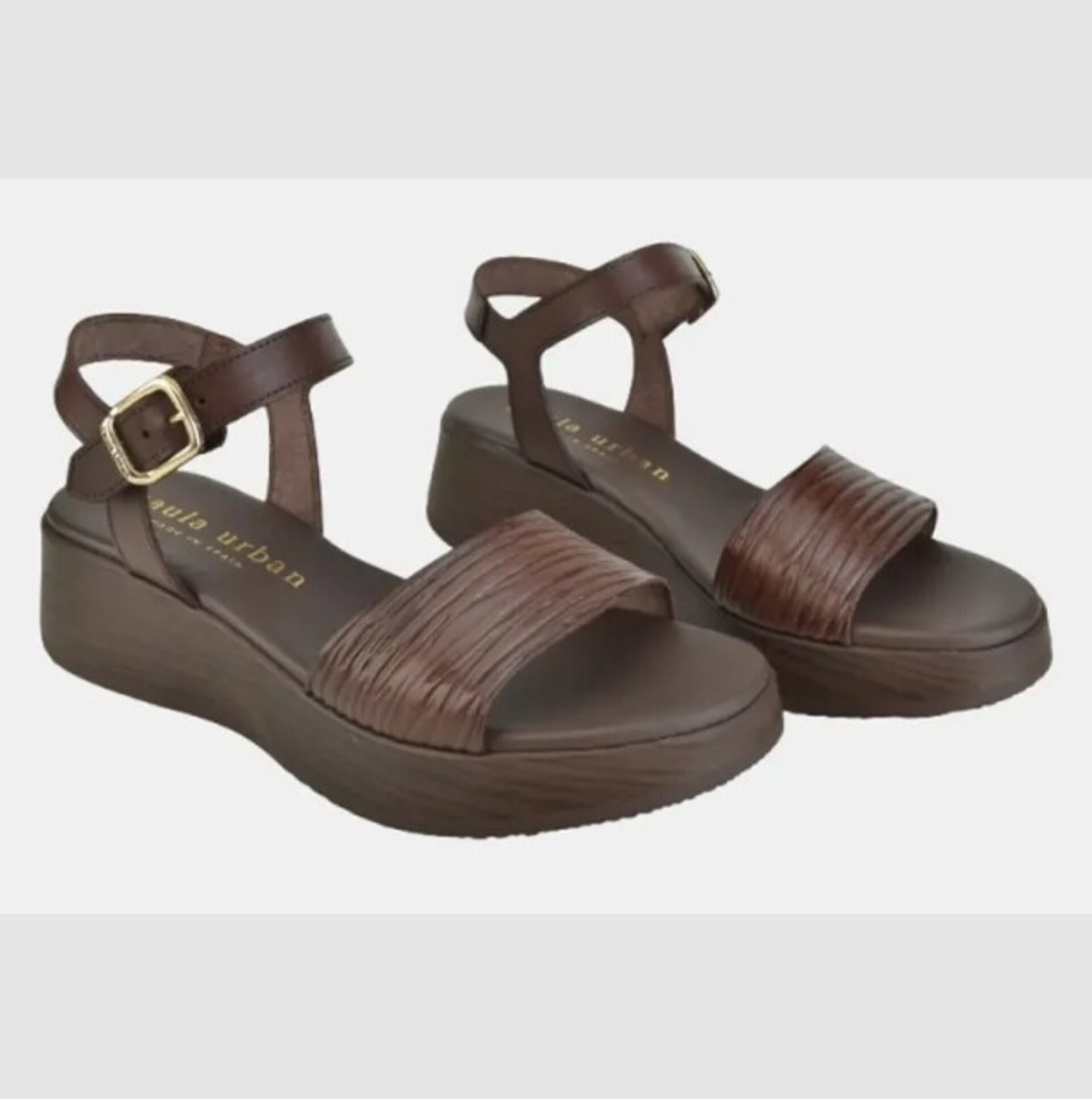 Sandalia Paula Urban cuña vaqueta marron 33-2066 - 2