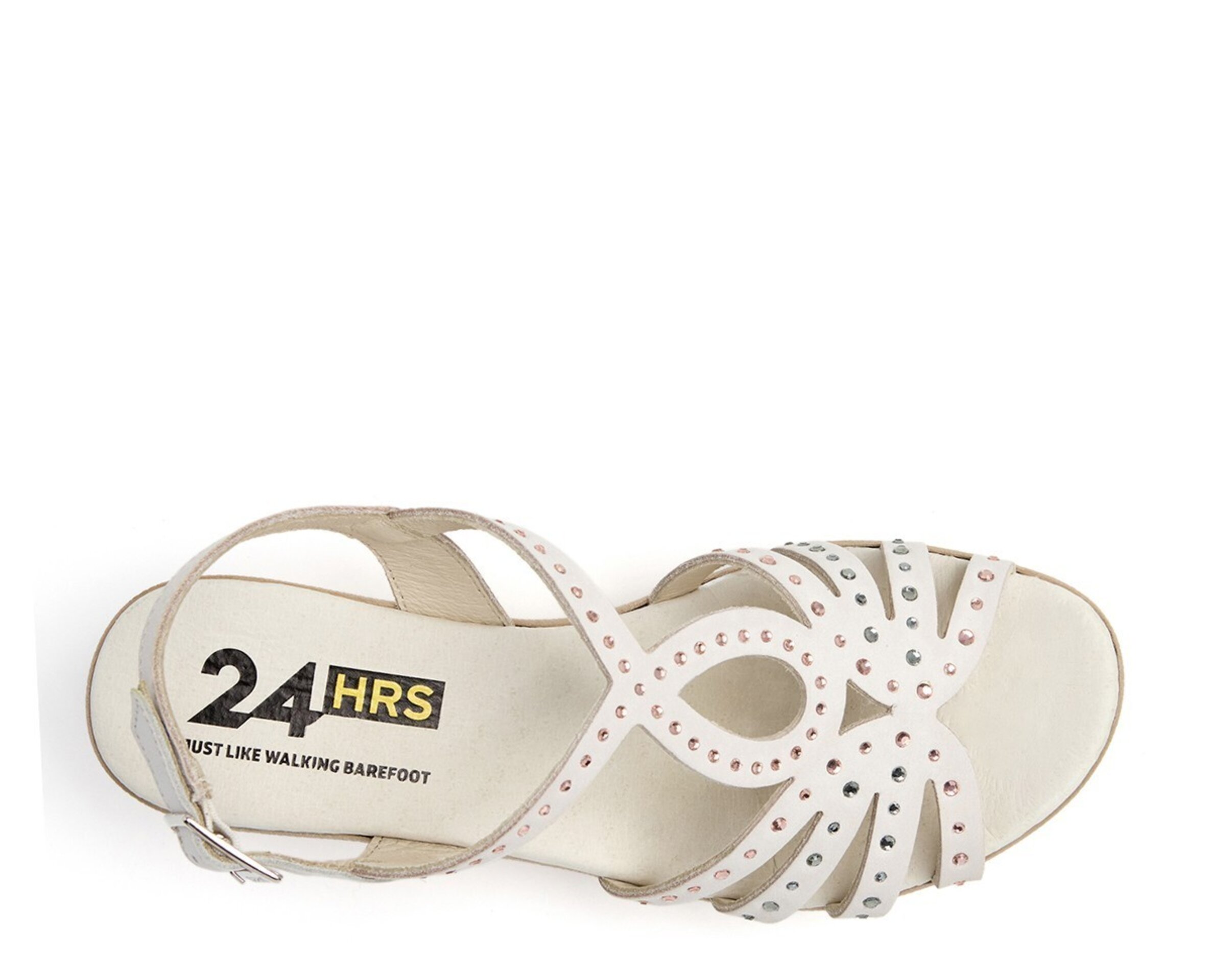 Sandalia 24HORAS plataforma crema pedrería 26792 - 2