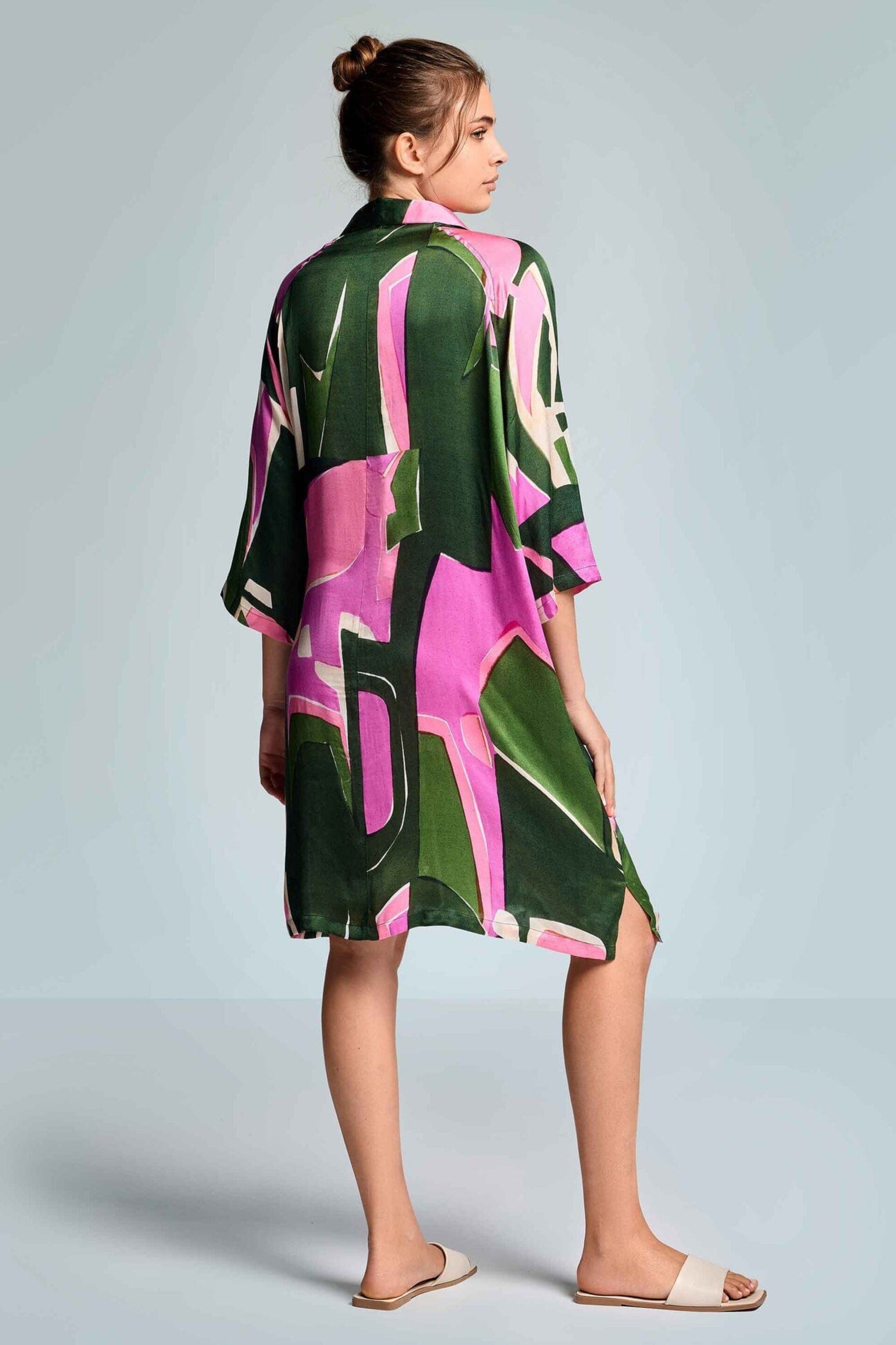 Vestido Iconique camisero multi verde/rosa IC26-098 - 2
