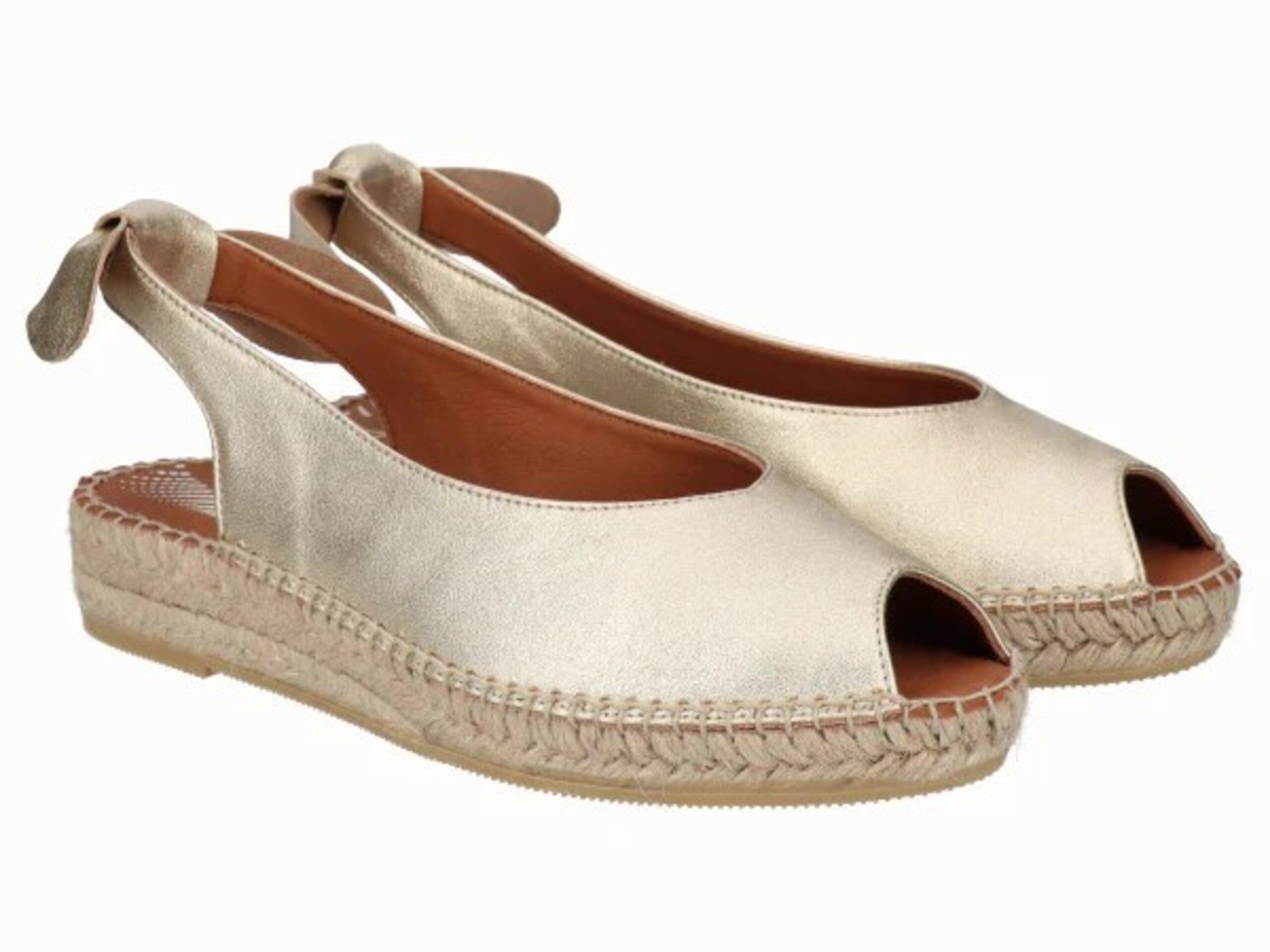 Alpargata Viguera Peep Toes YuteFlex Piel Oro 2232 - 3