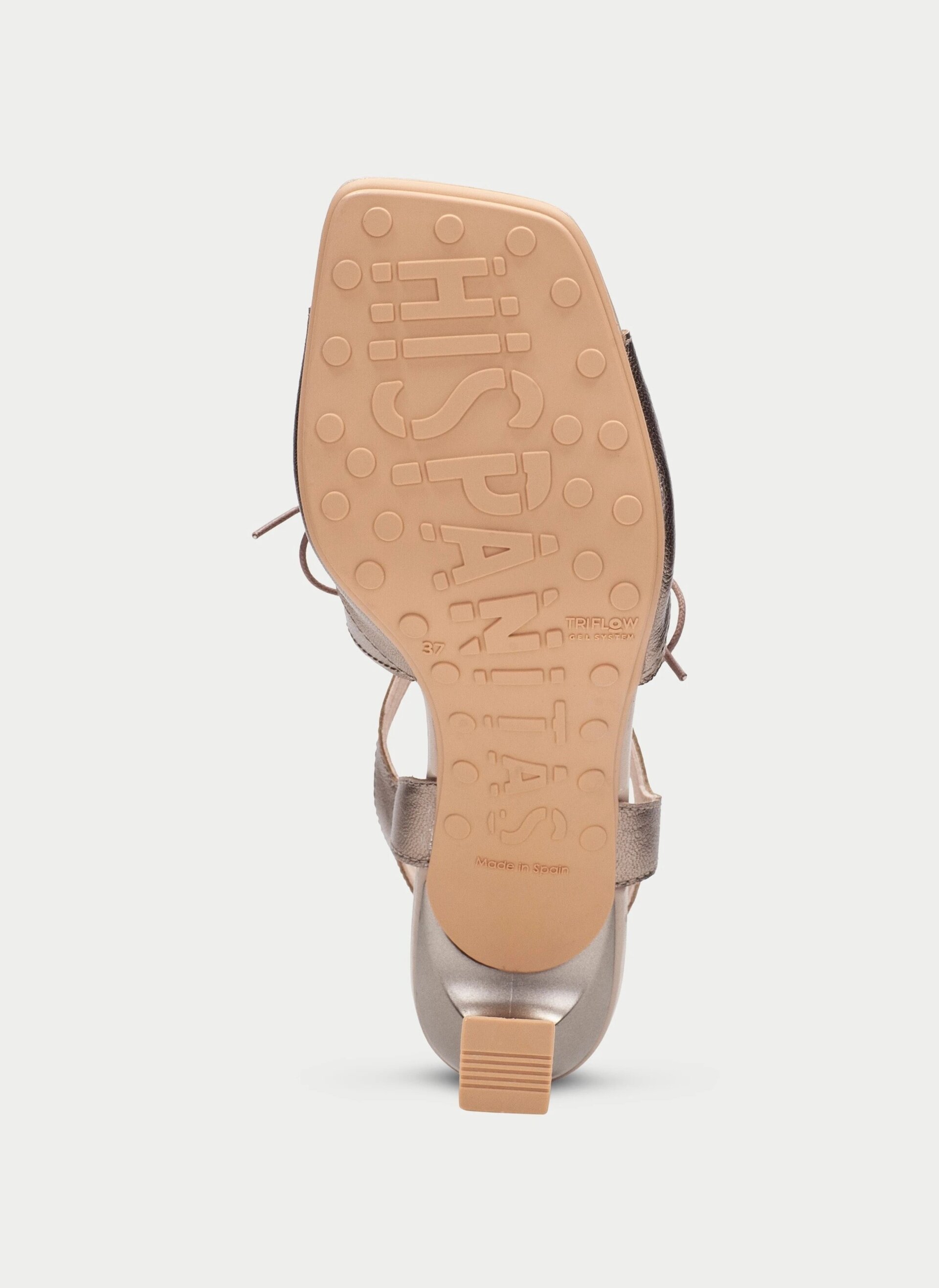 Sandalia Hispanitas acordonada tacón taupe metal HV264650 - 4