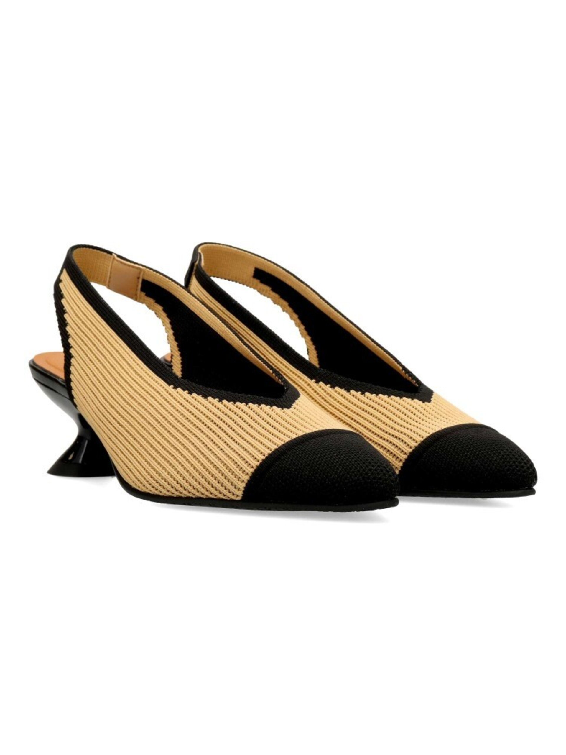 Salón Miss Elastic tacón crema-negro 76535 - 3