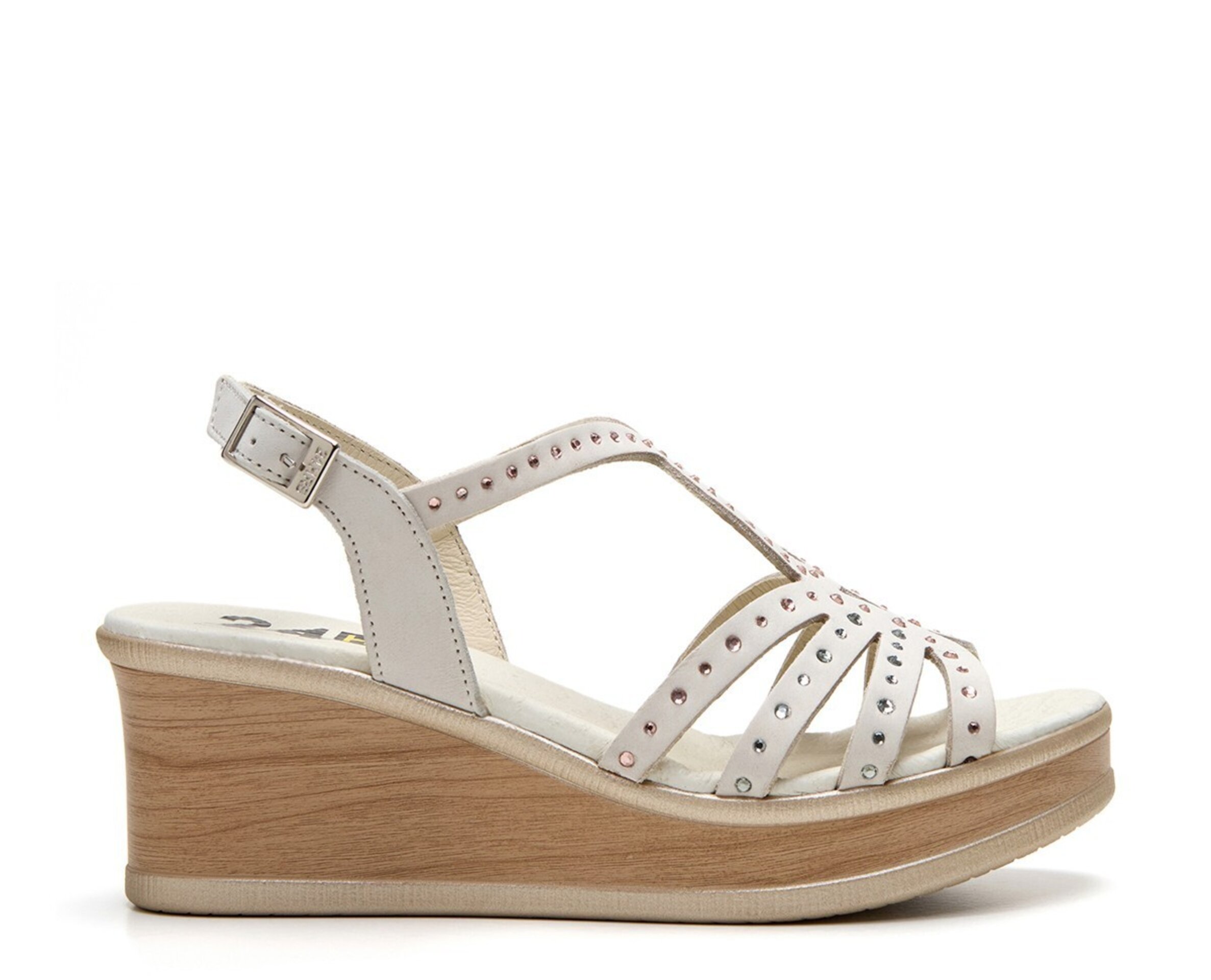 Sandalia 24HORAS plataforma crema pedrería 26792 - 1