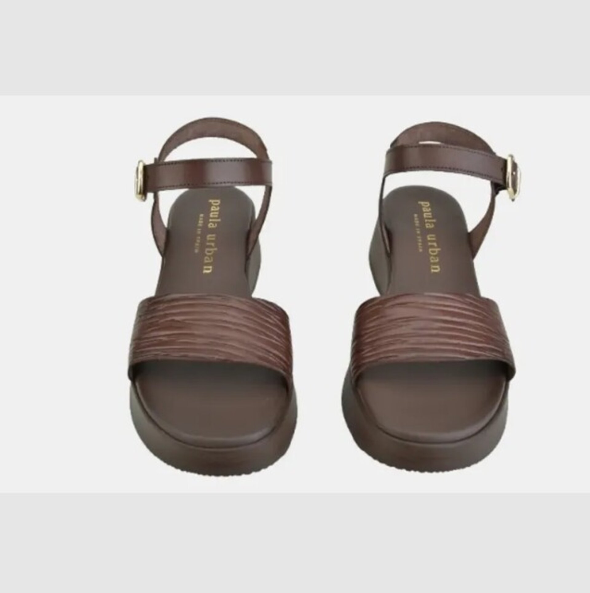 Sandalia Paula Urban cuña vaqueta marron 33-2066 - 4