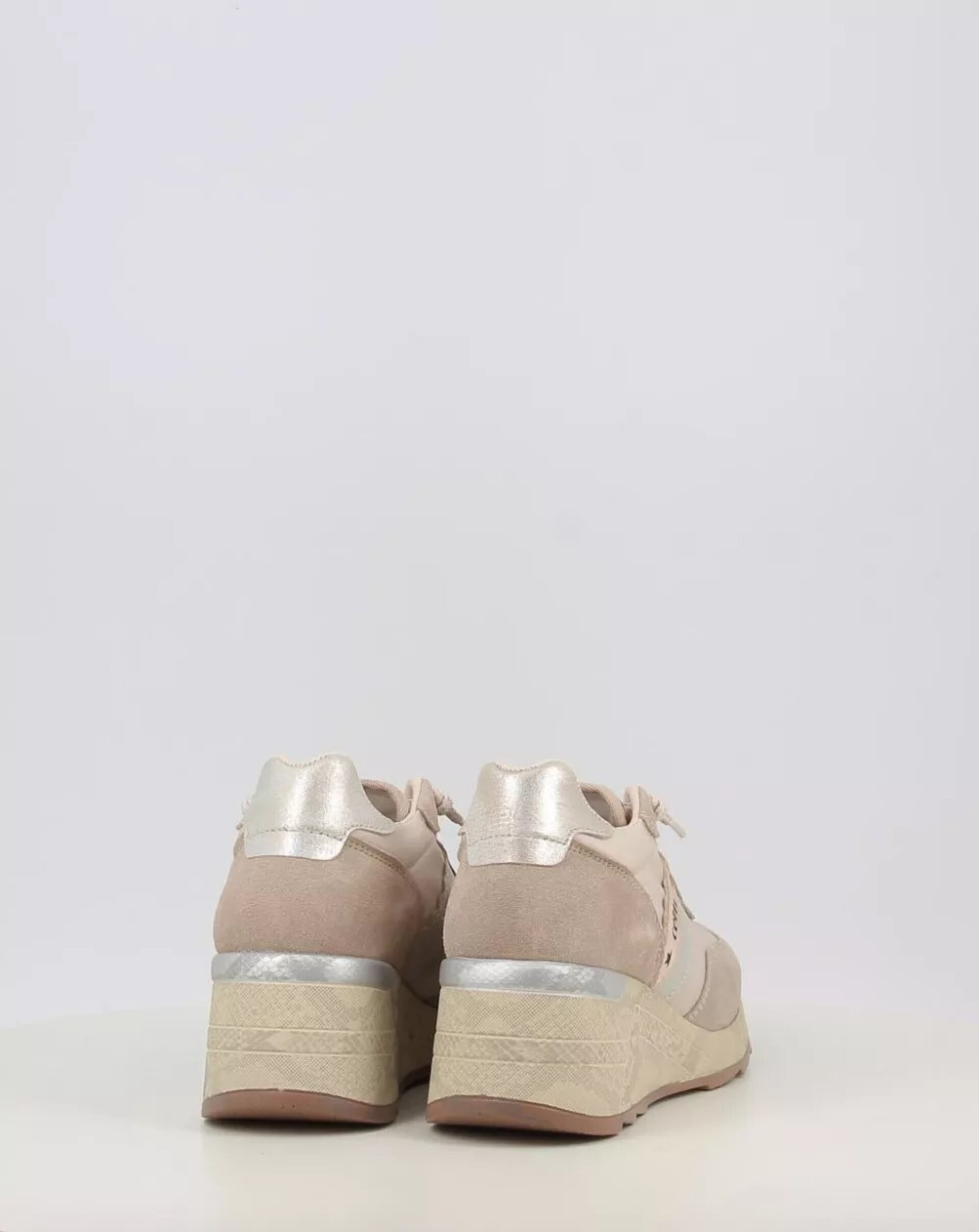 Deportivo CETTI cuña piel/tejido beige C-1149 - 4