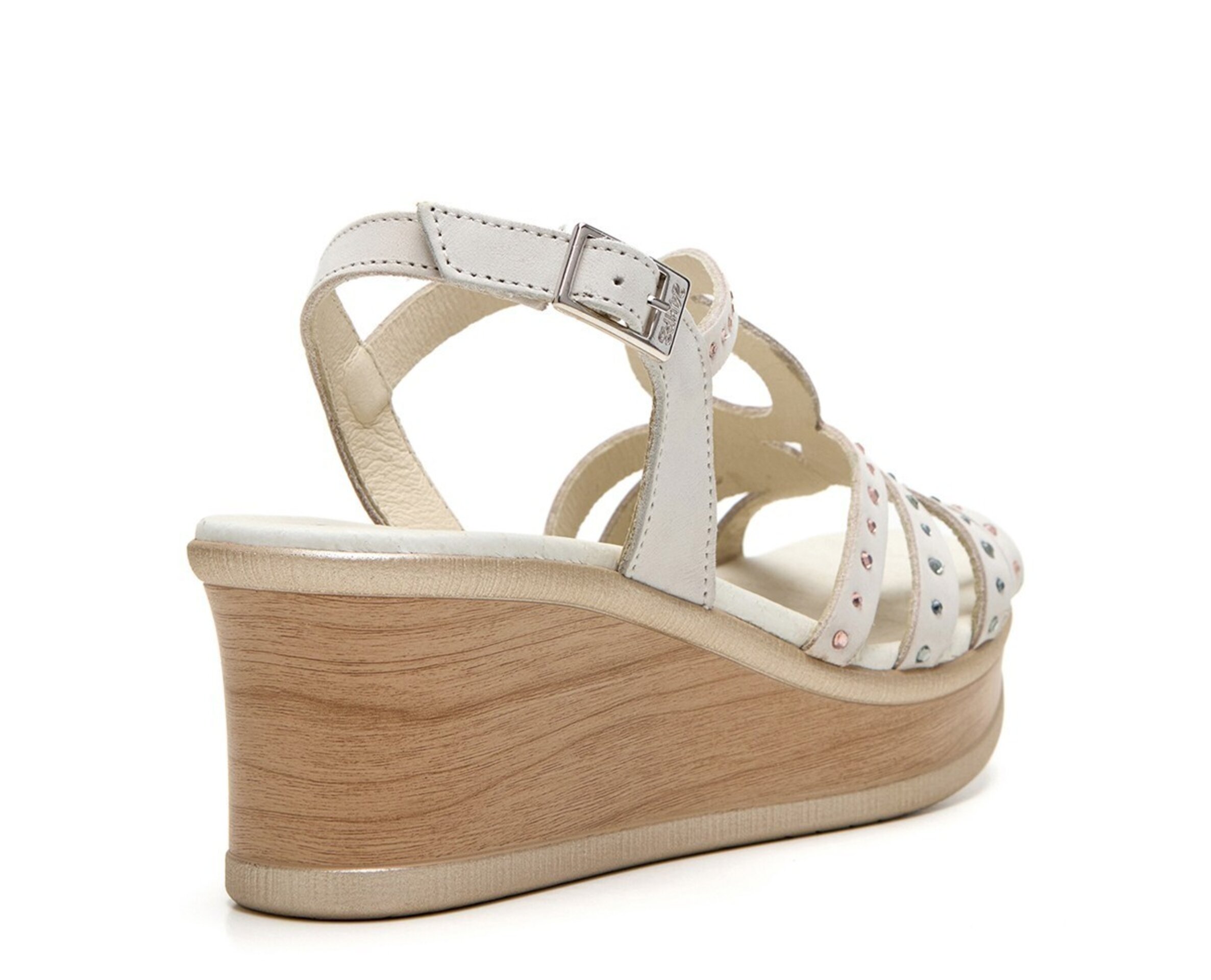 Sandalia 24HORAS plataforma crema pedrería 26792 - 4