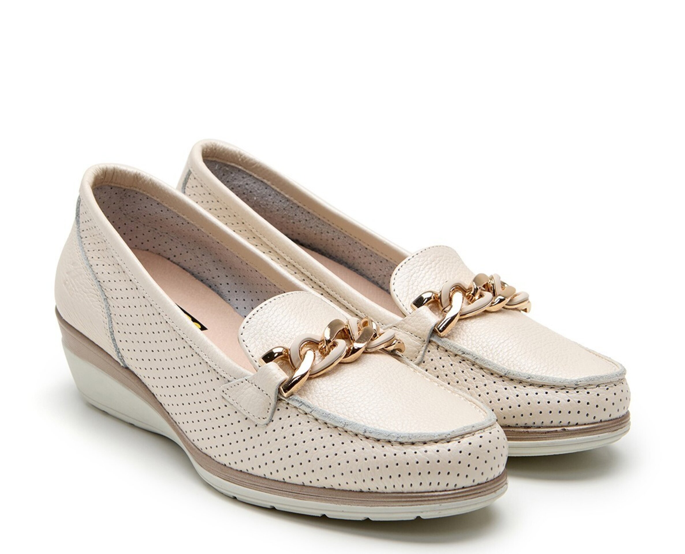 Mocasin 24HORAS cuña piel lino 26711 - 1