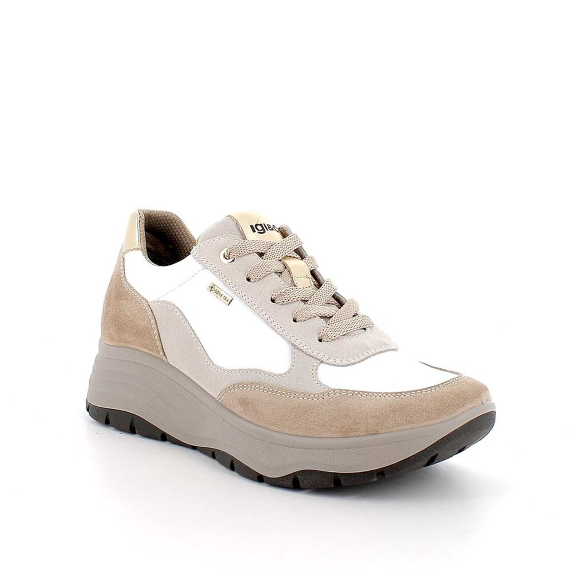Deportivas Igi&co gore-tex cuña cordones beige/blanco - 2