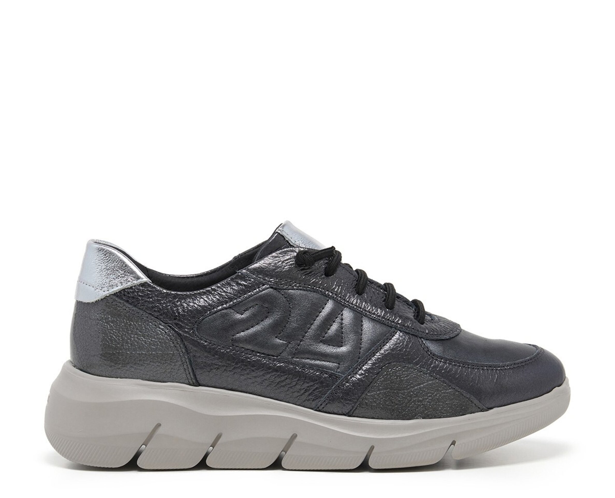 Deportiva 24 HORAS piel metalizada gris 26617 - 2
