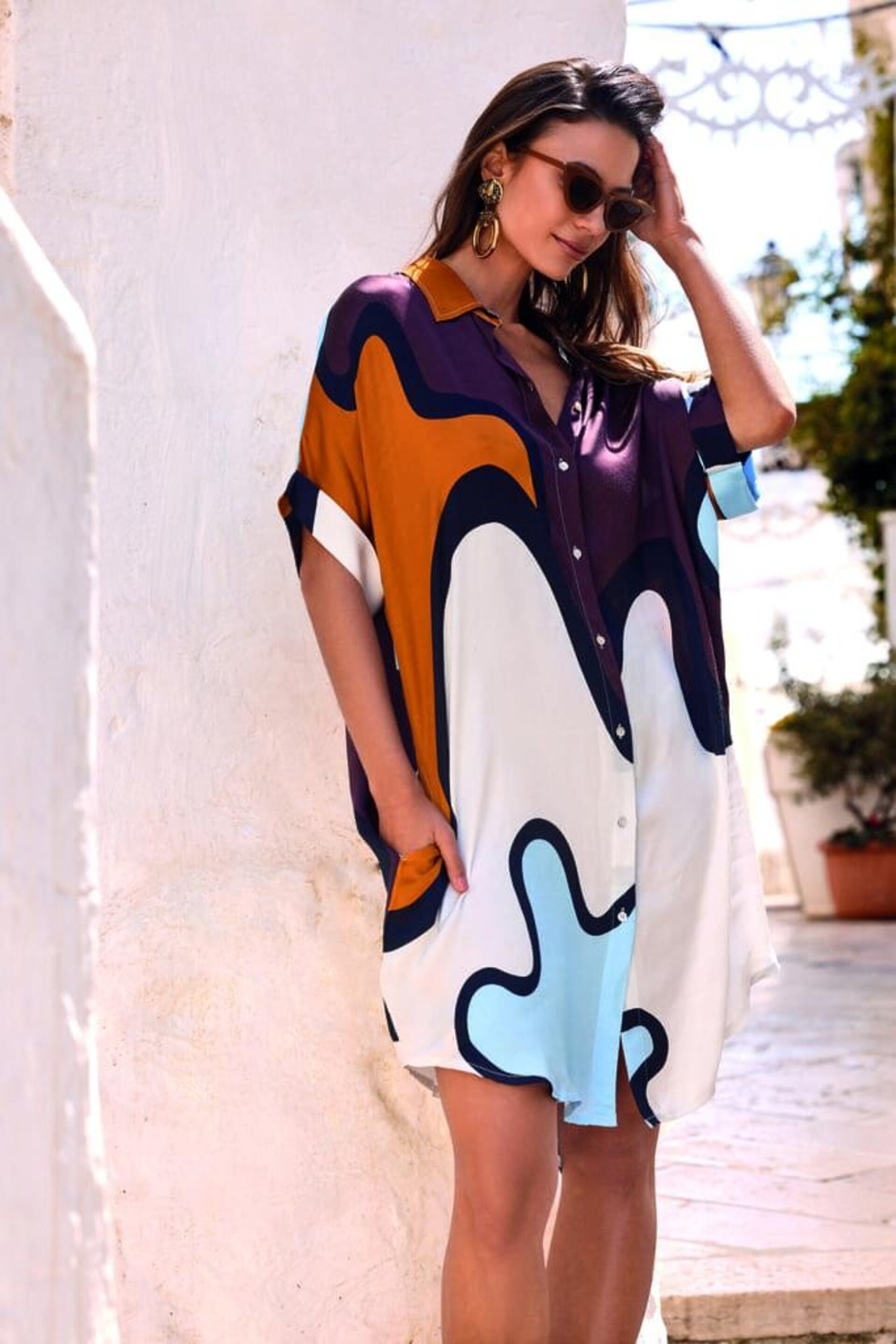 Vestido Iconique camisero multicolor Elisa IC26-022 - 3