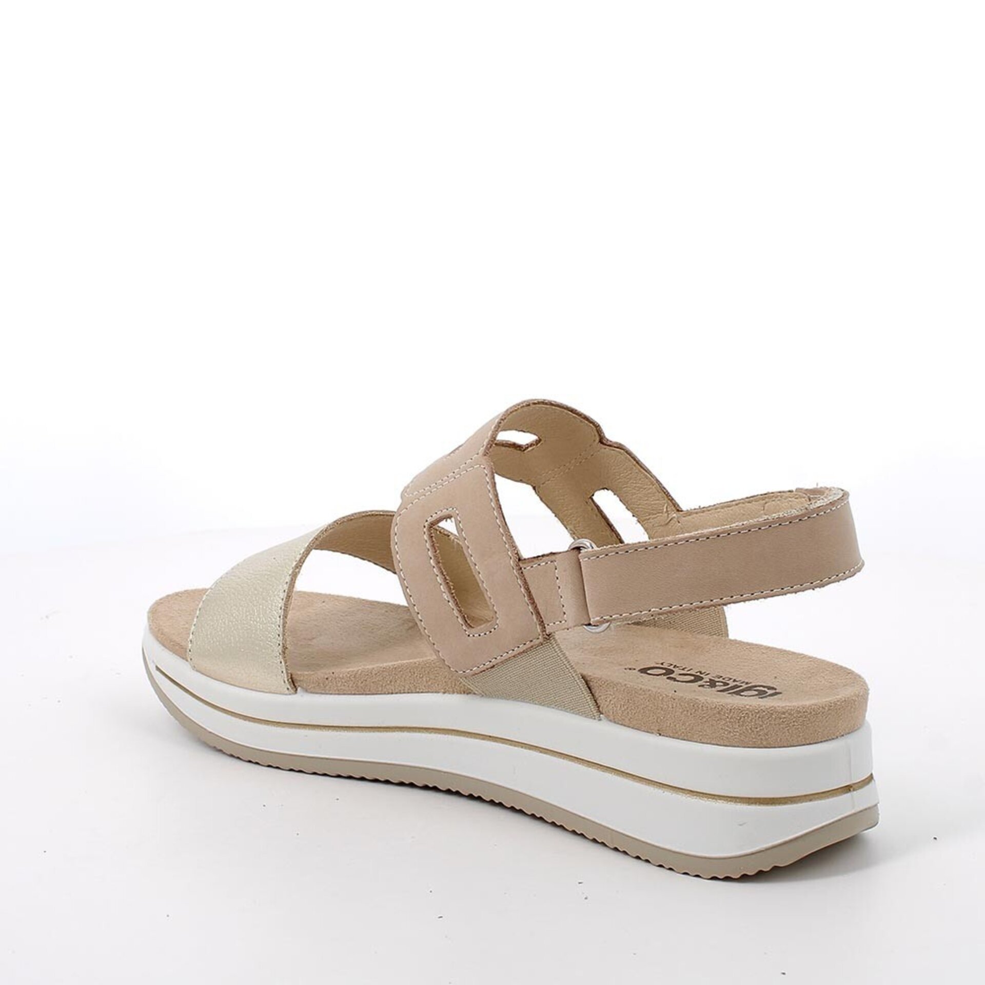 Sandalia Igi&co cuña beige/platino velcro - 3