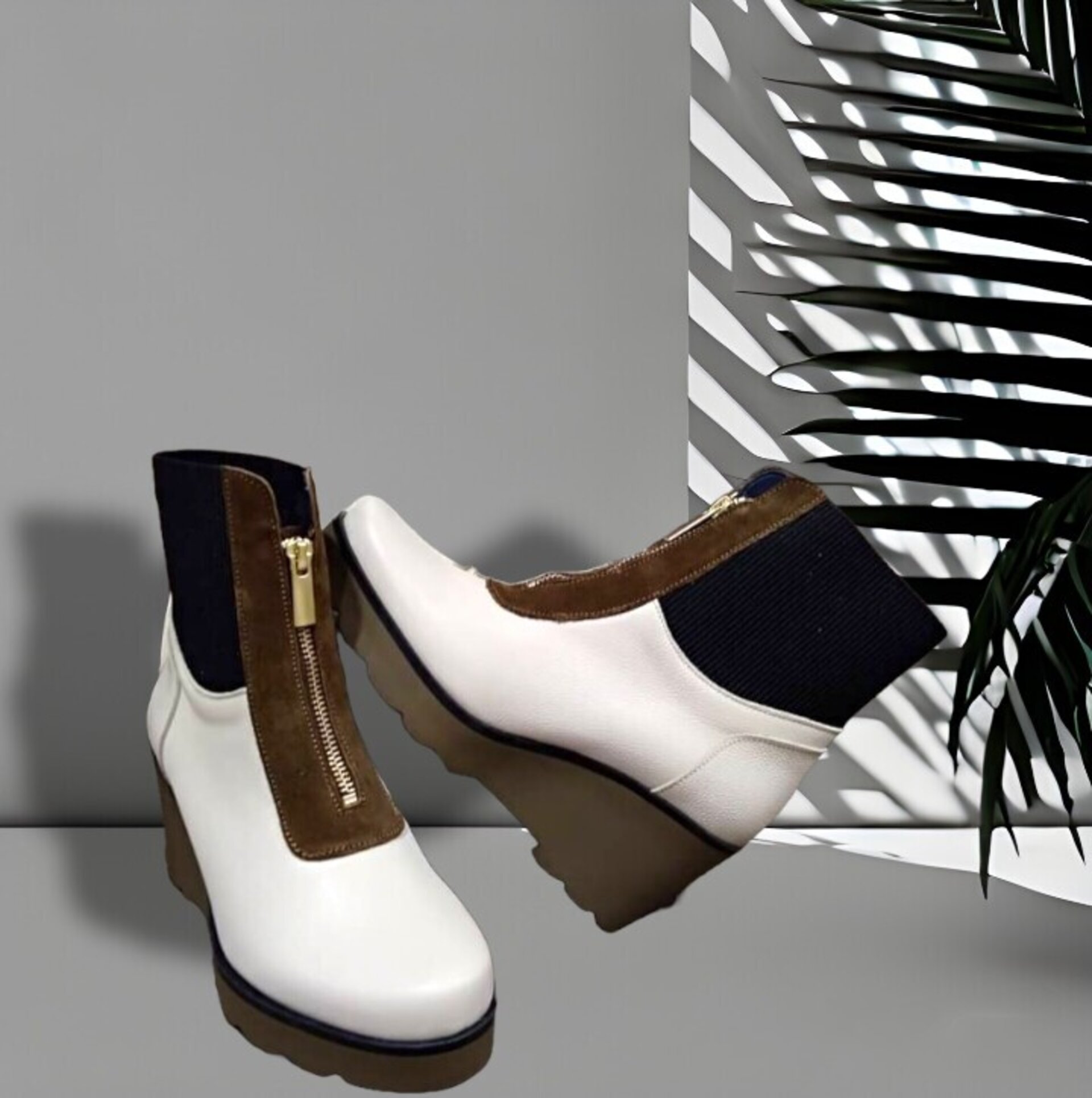 Botin Nature cremallera piel tricolor cuña - 2