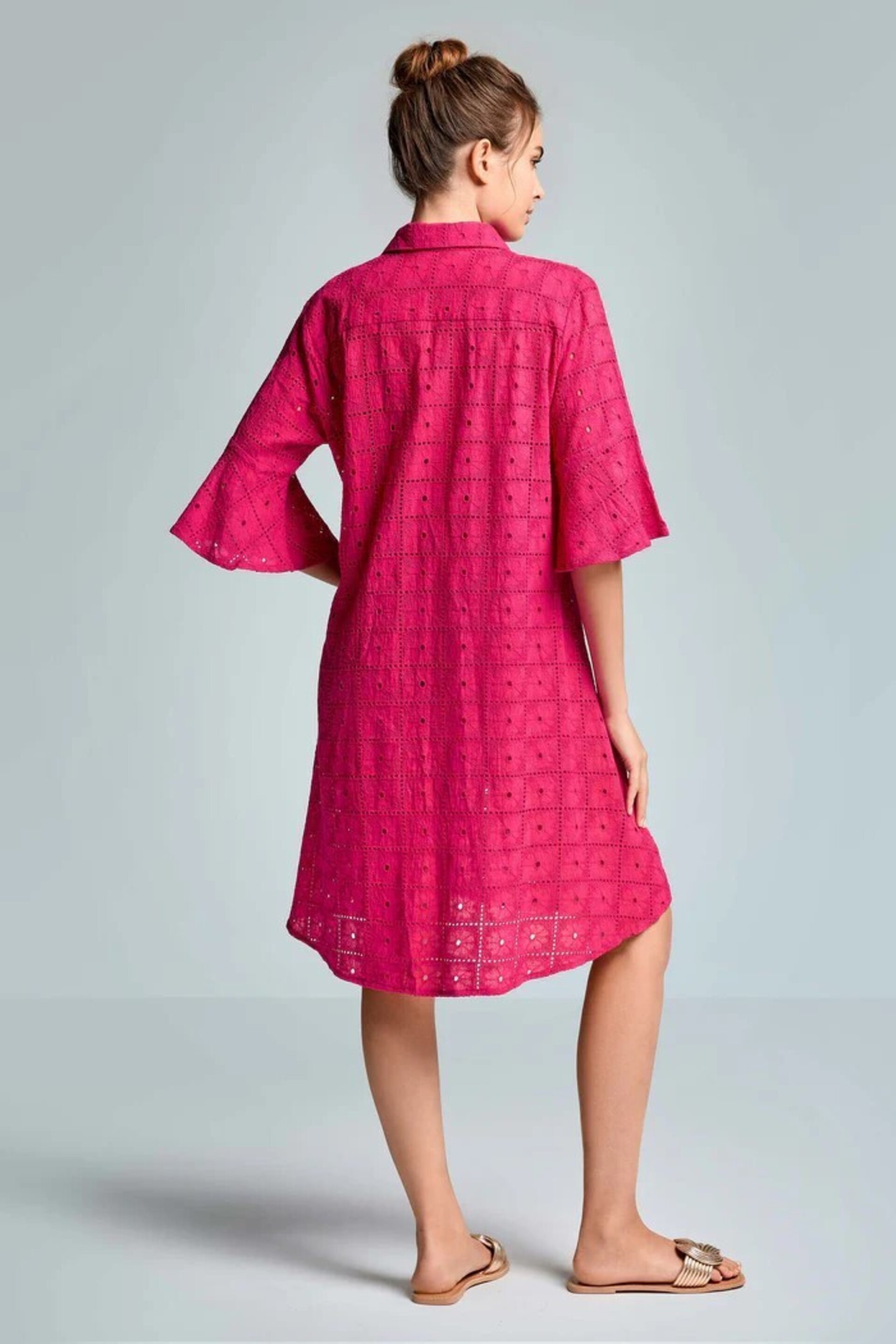 Vestido Iconique camisero manga 3/4 fuxia Romina IC26-039 - 3