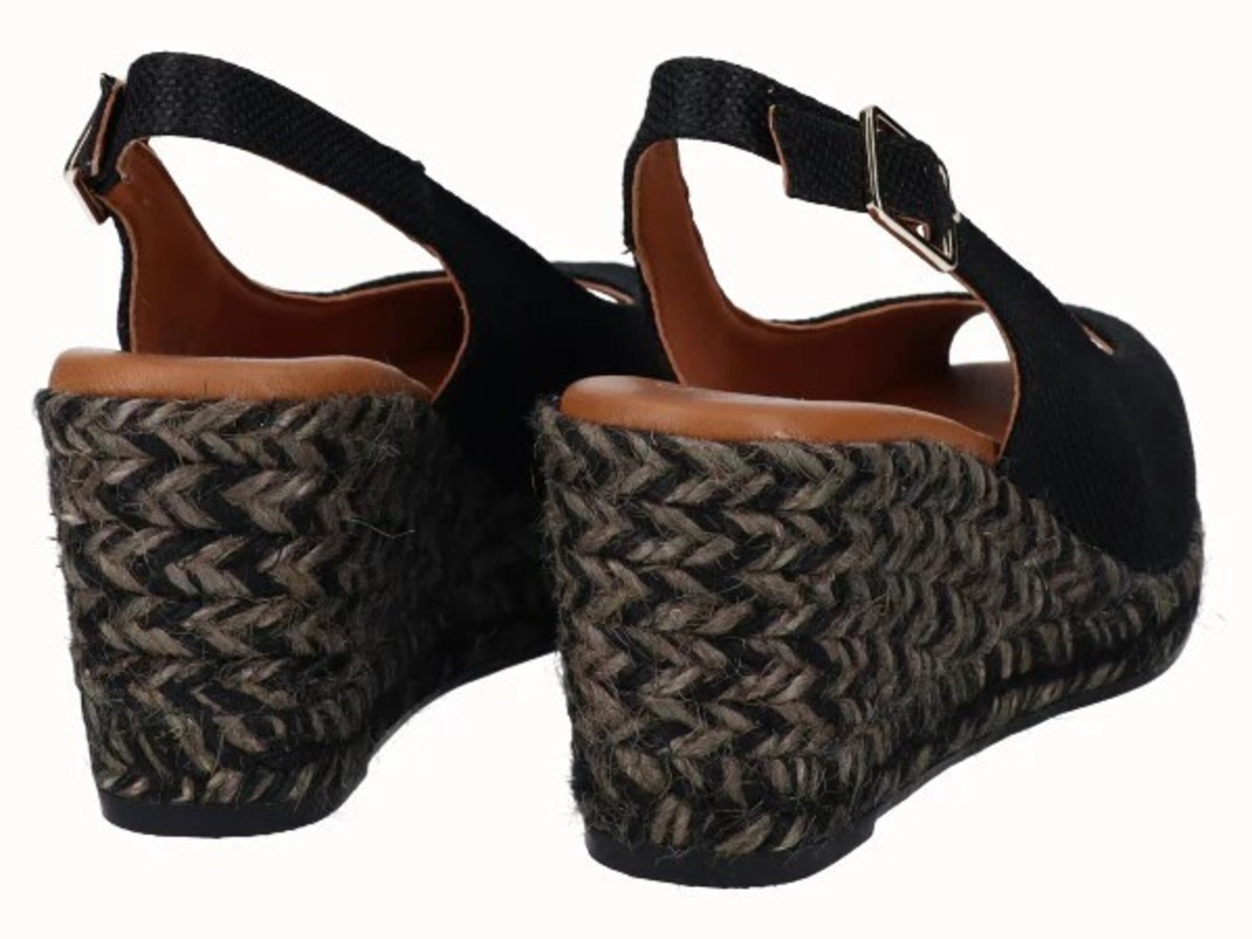 Alpargata Viguera Salón Cuña Yute Lino Negro 2323 - 3