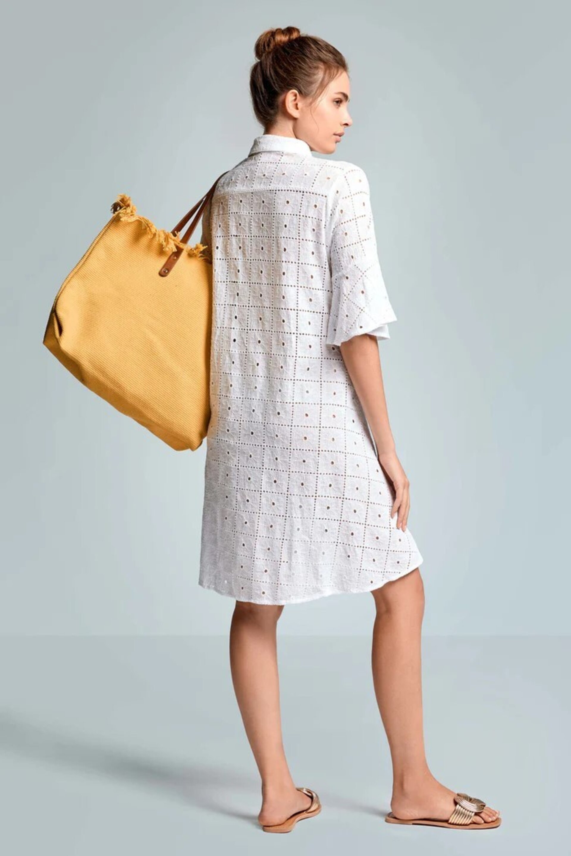 Vestido camisa Iconique encaje blanco Romina IC26-039 - 2