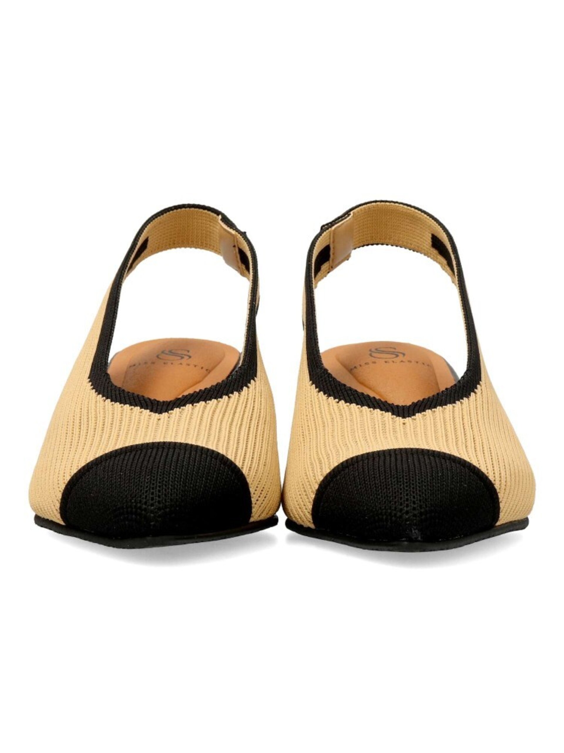 Salón Miss Elastic tacón crema-negro 76535 - 6