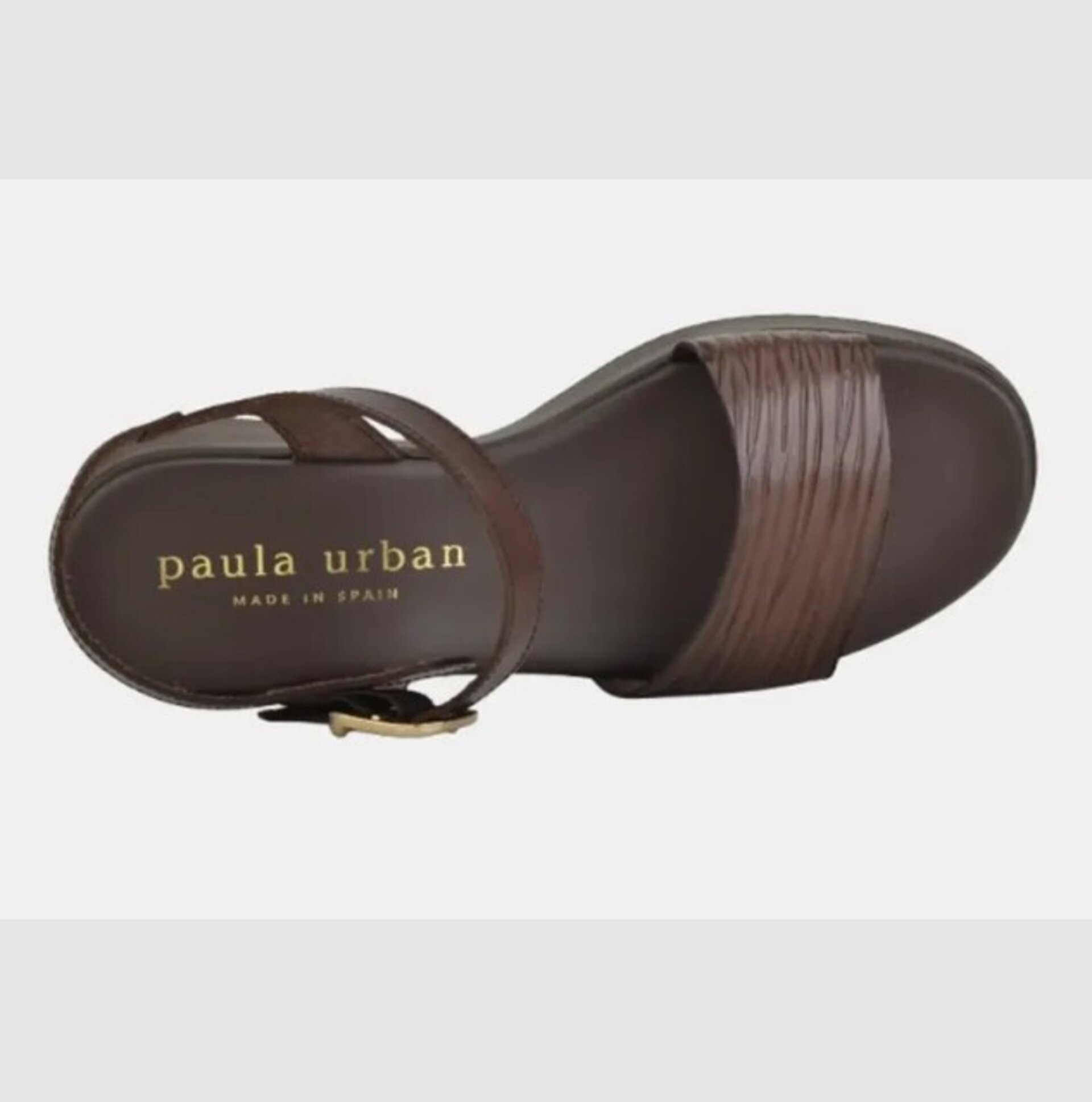 Sandalia Paula Urban cuña vaqueta marron 33-2066 - 3