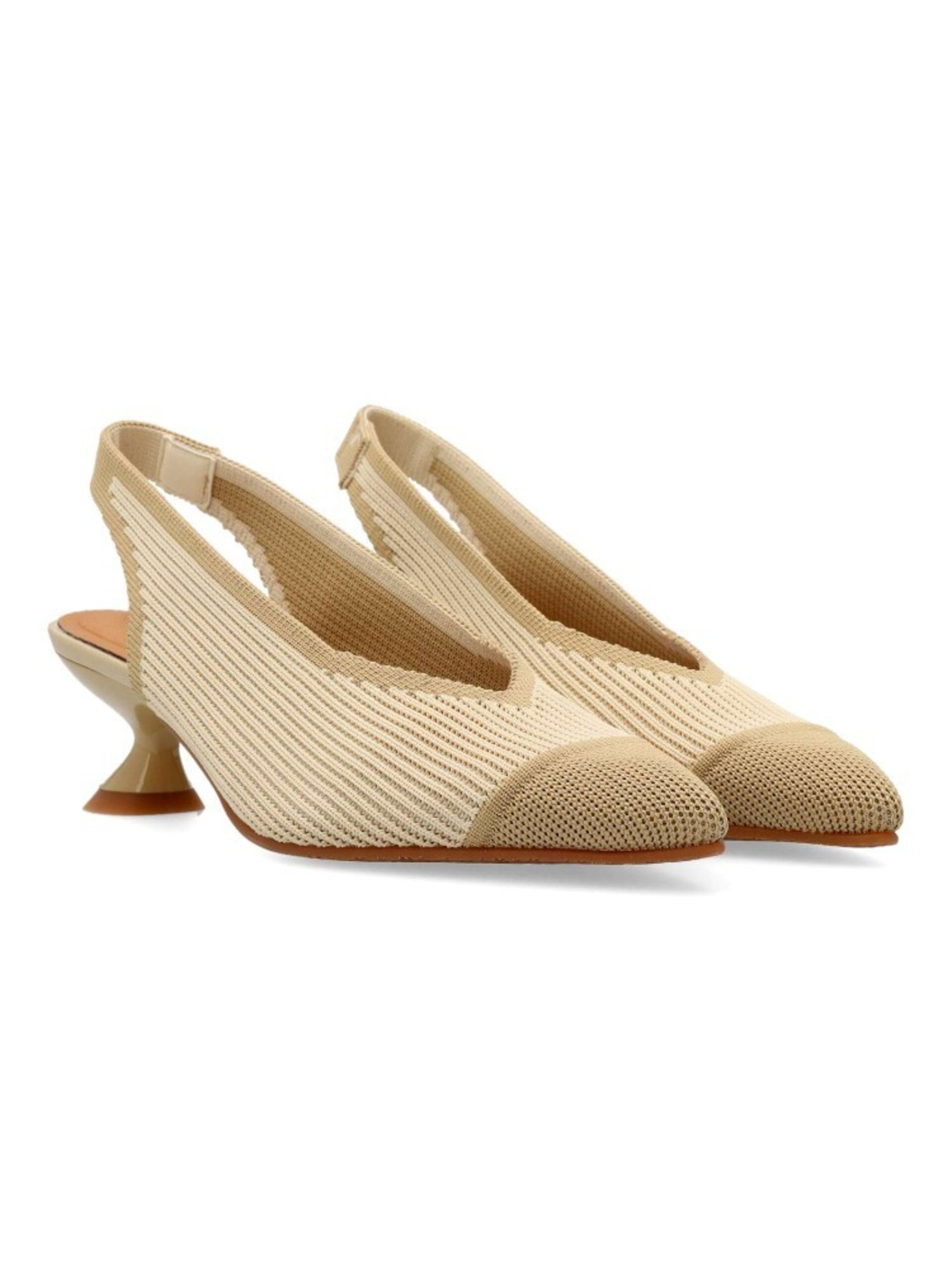 Salón Miss Elastic tacón crema-camel 76535 - 3