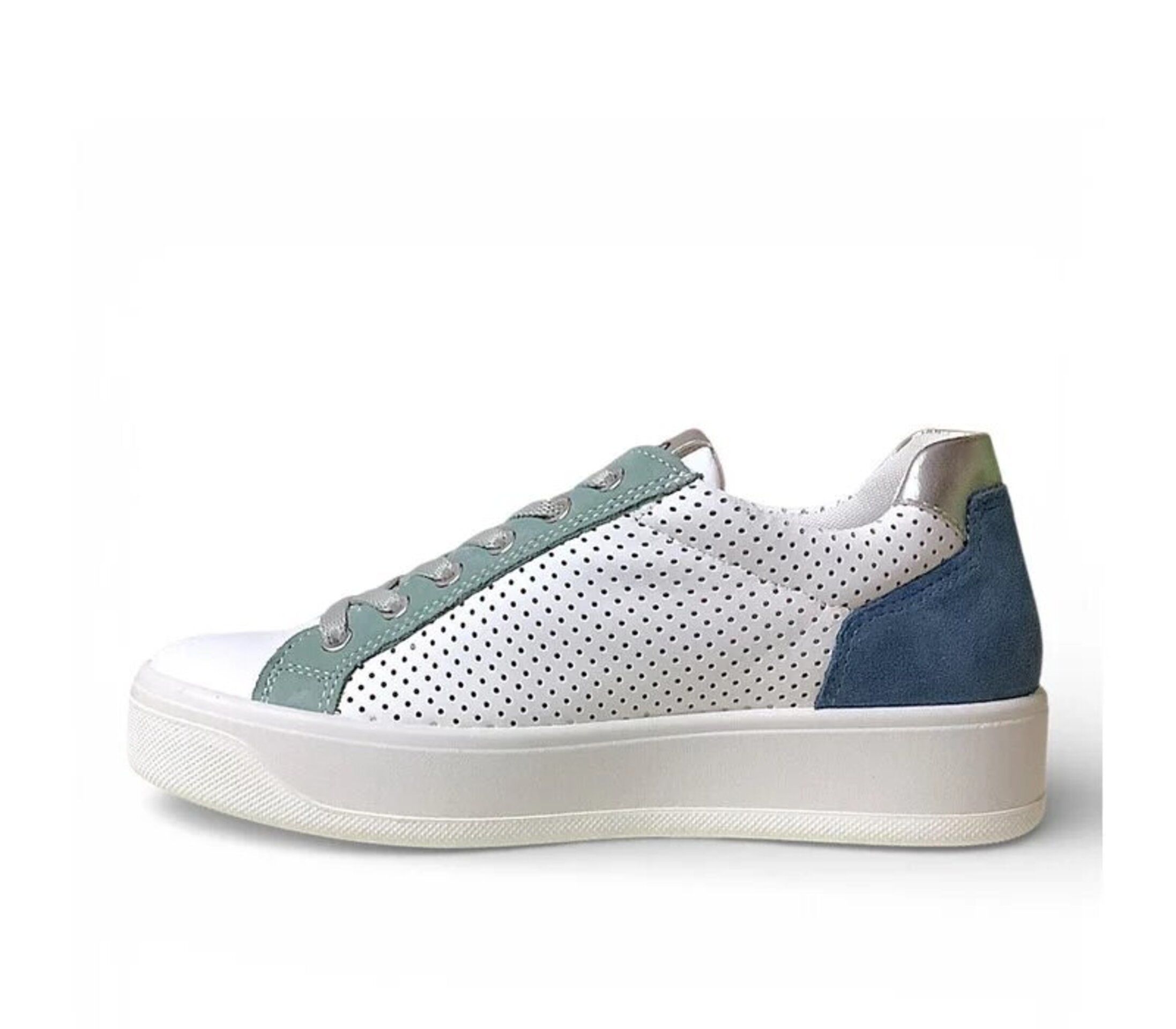 Zapatilla Igi&co piel blanco/azul/menta 1144500 - 2
